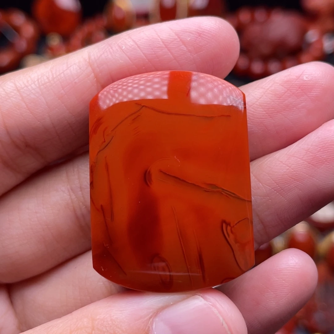 南红玛瑙未镶嵌珠宝奇石无事牌吊坠