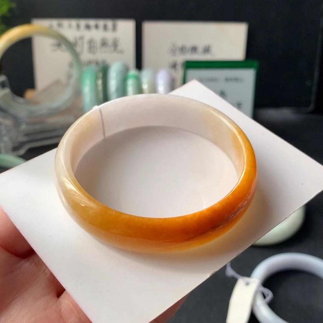 然***子翡翠未镶嵌手镯53.4-13.3-5.5