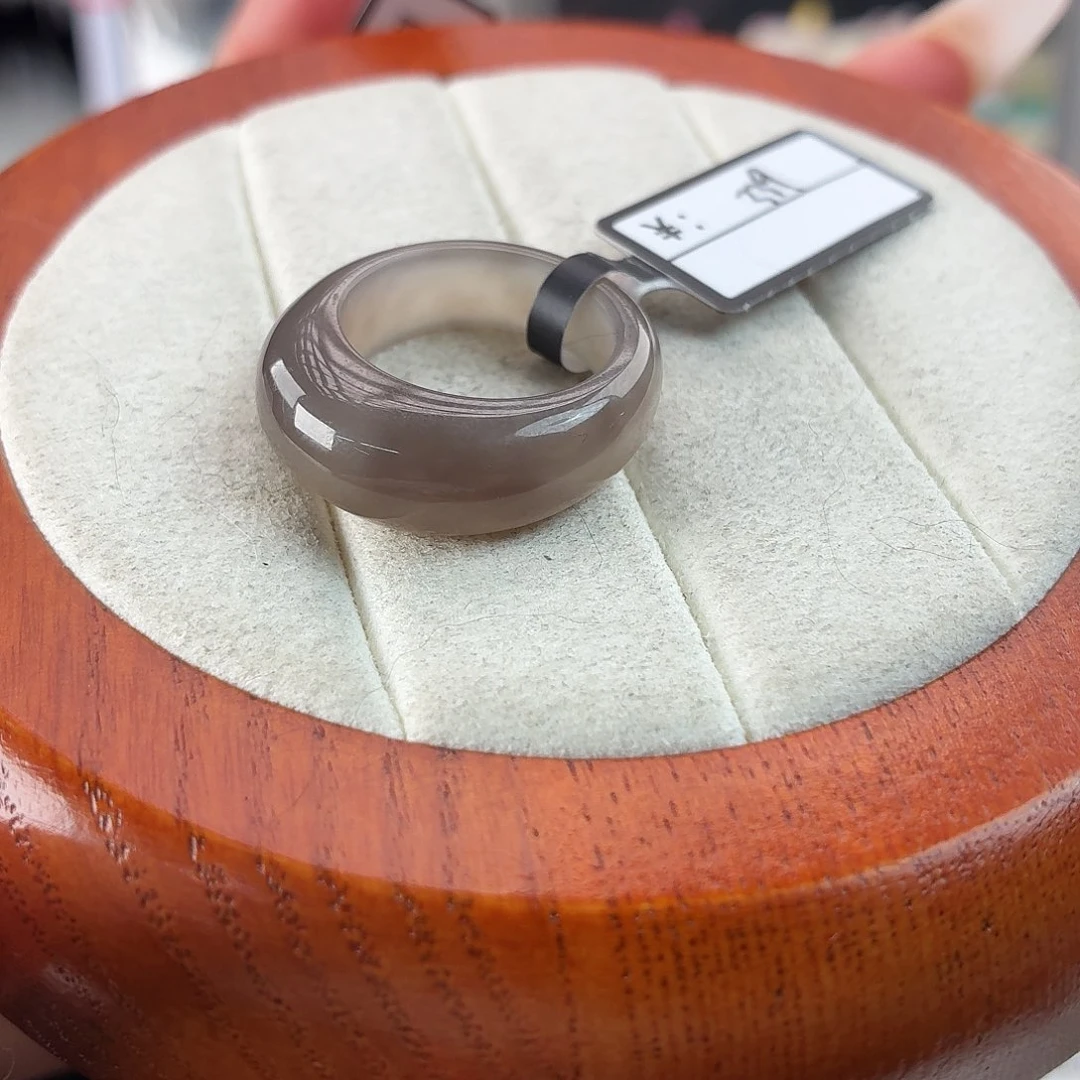 和田玉未镶嵌戒指r60浓紫馒头16.3