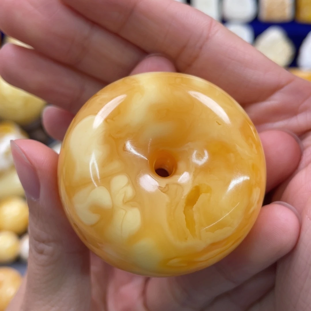 蜜蜡裸石未镶嵌琥珀蜜蜡扣子吊坠