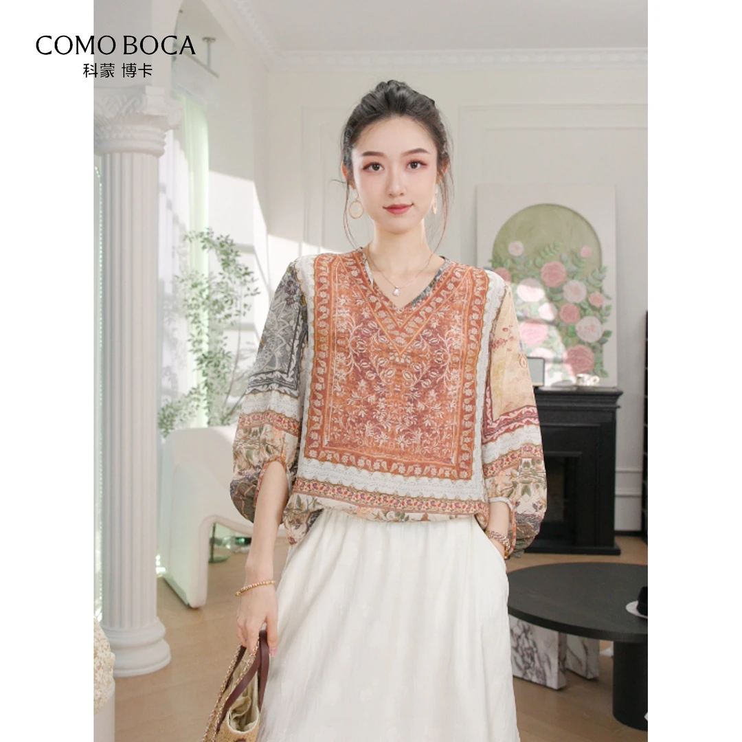 COMOBOCA/科蒙·博卡2025新款夏季宽松衬衣百搭中袖小衫女KWC003
