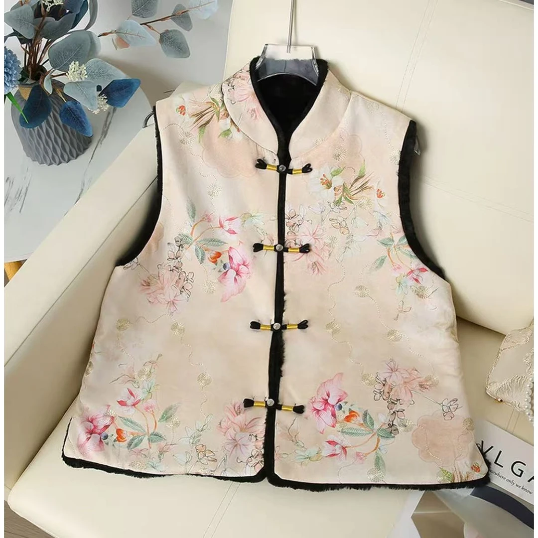 559款-新中式马甲女双面穿冬季新款中国风加厚毛绒背心zz