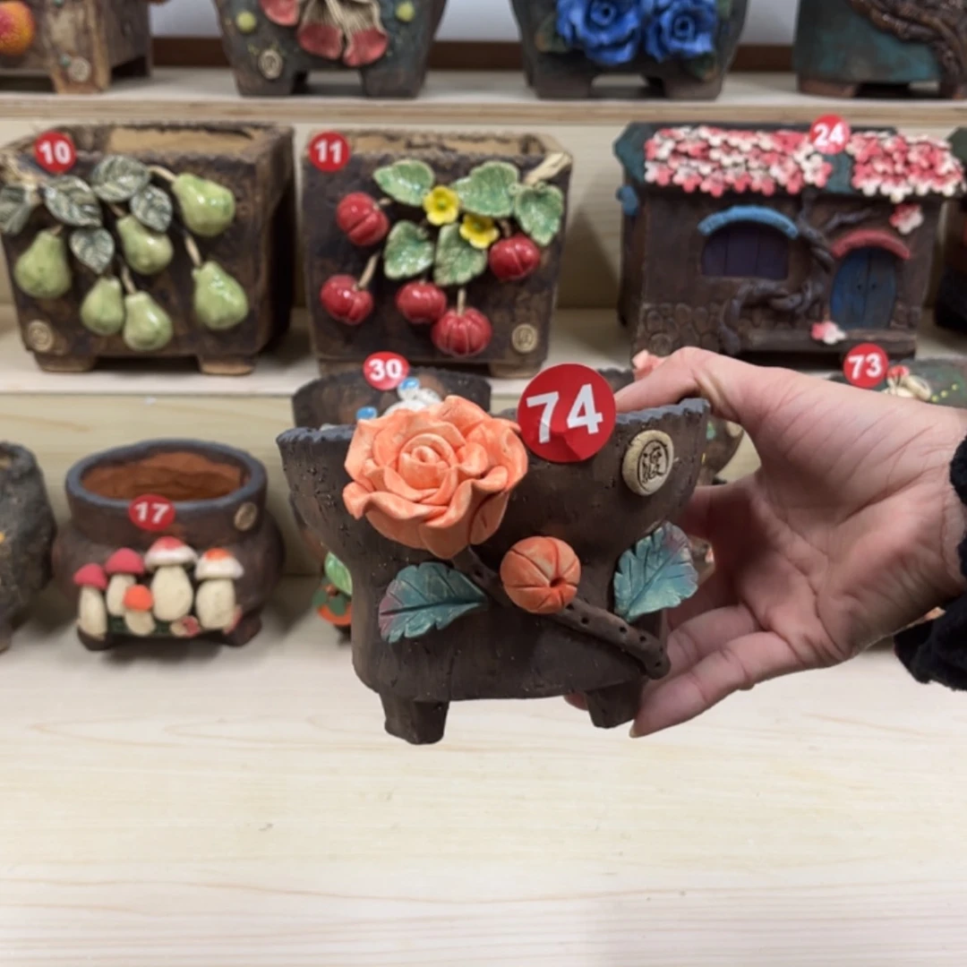 【闪购商品】紫砂花盆74号内口12外高10