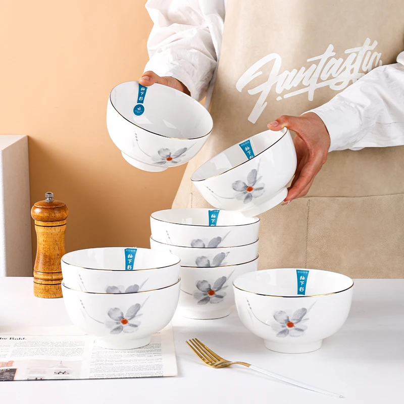 【墨韵5.5英寸碗6支装】中国风家用高颜值新骨瓷釉下彩整套餐具