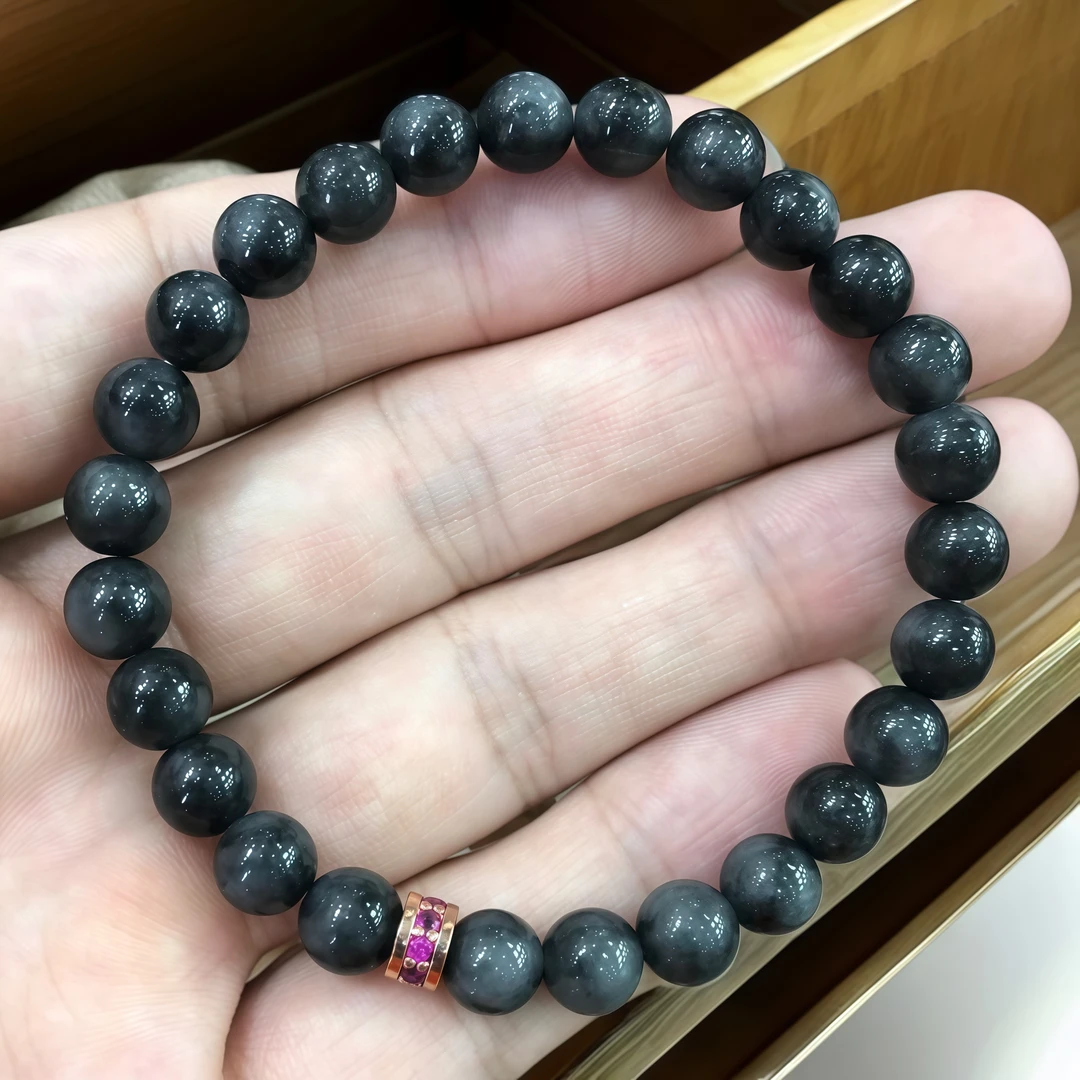 八七珠宝翡翠乌鸡小圆珠手串 多样性发一件 天然A货翡翠