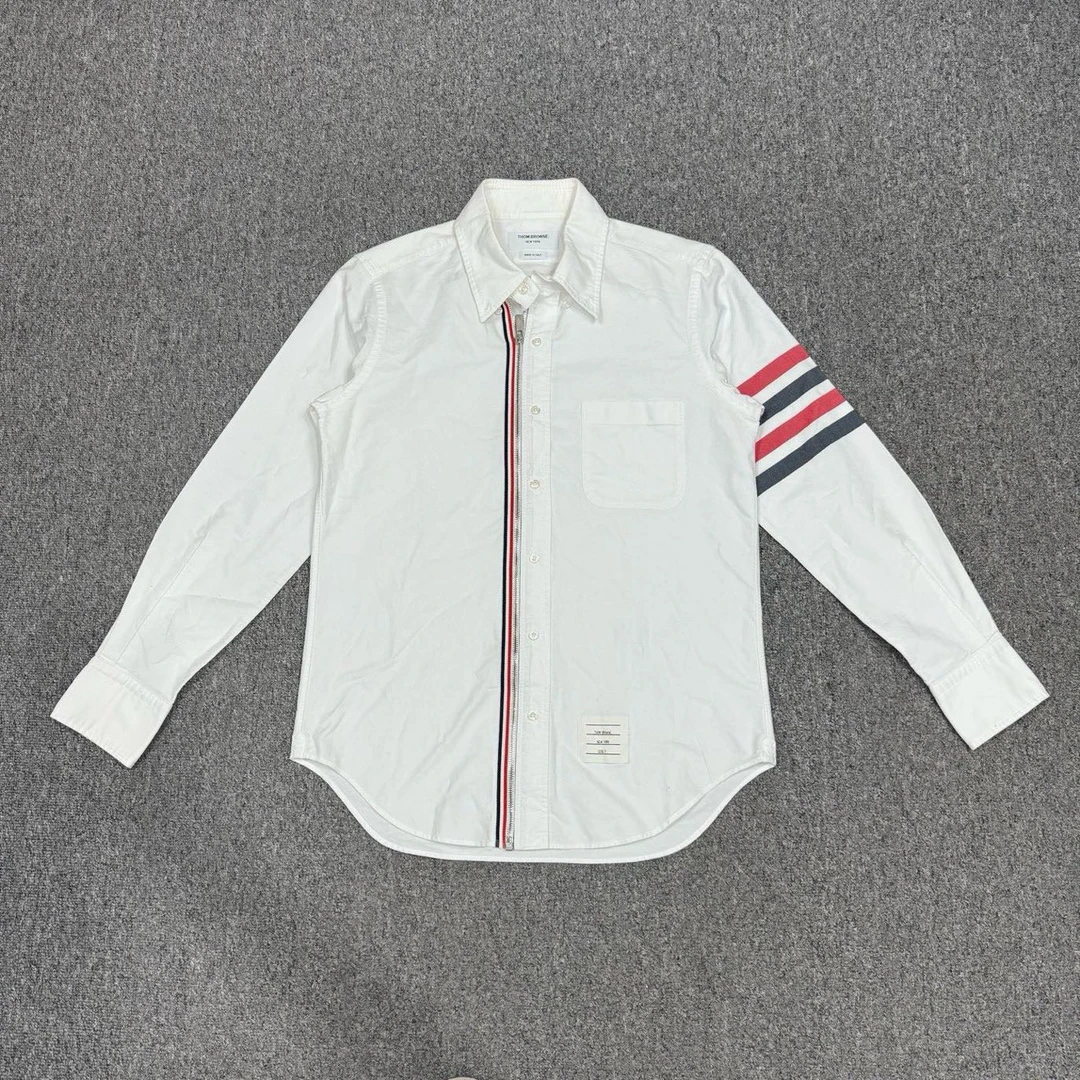 99新 THOMBROWNE 16307522 TTB白色四杠拉链长袖衬衫 2码99新