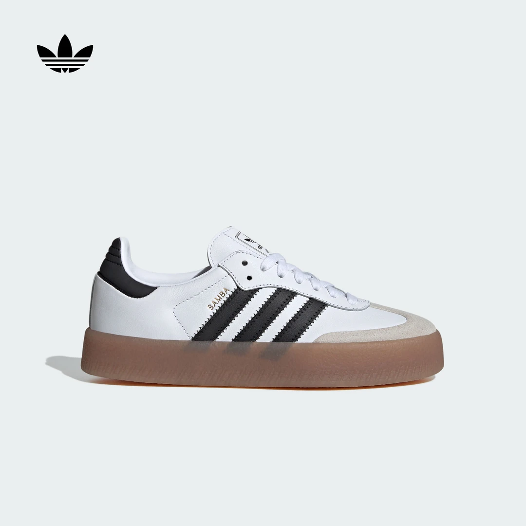 阿迪达斯三叶草「T头鞋 」SAMBAE经典厚底增高板鞋德训鞋女JI1349