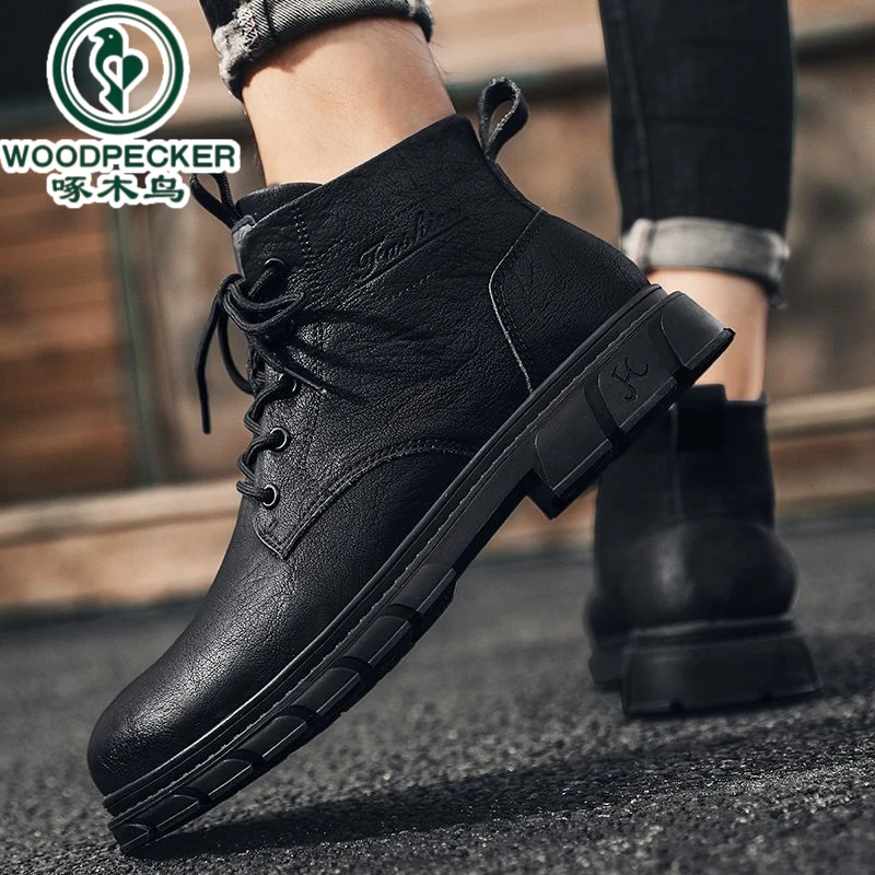 【正品】啄木鸟马丁靴男男士男款鞋英伦风工装皮靴休闲皮鞋棉鞋