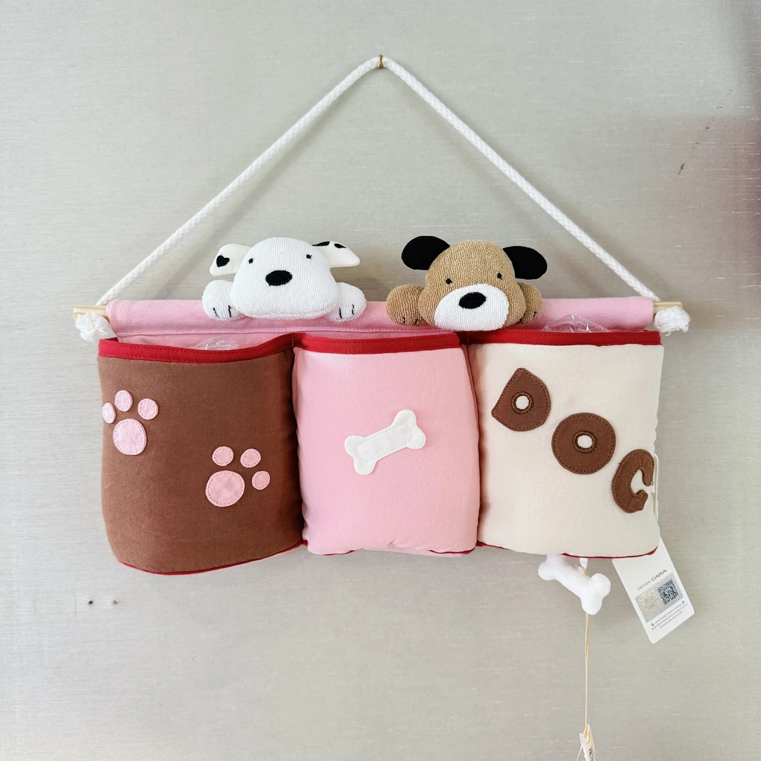 HIKOSEN CARA卡拉猫挂墙小狗收纳袋家居原创壁挂式迷你三格挂袋