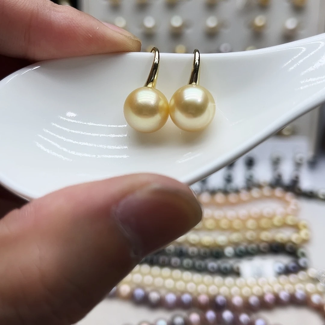 耳饰银S925镶嵌海水珍珠