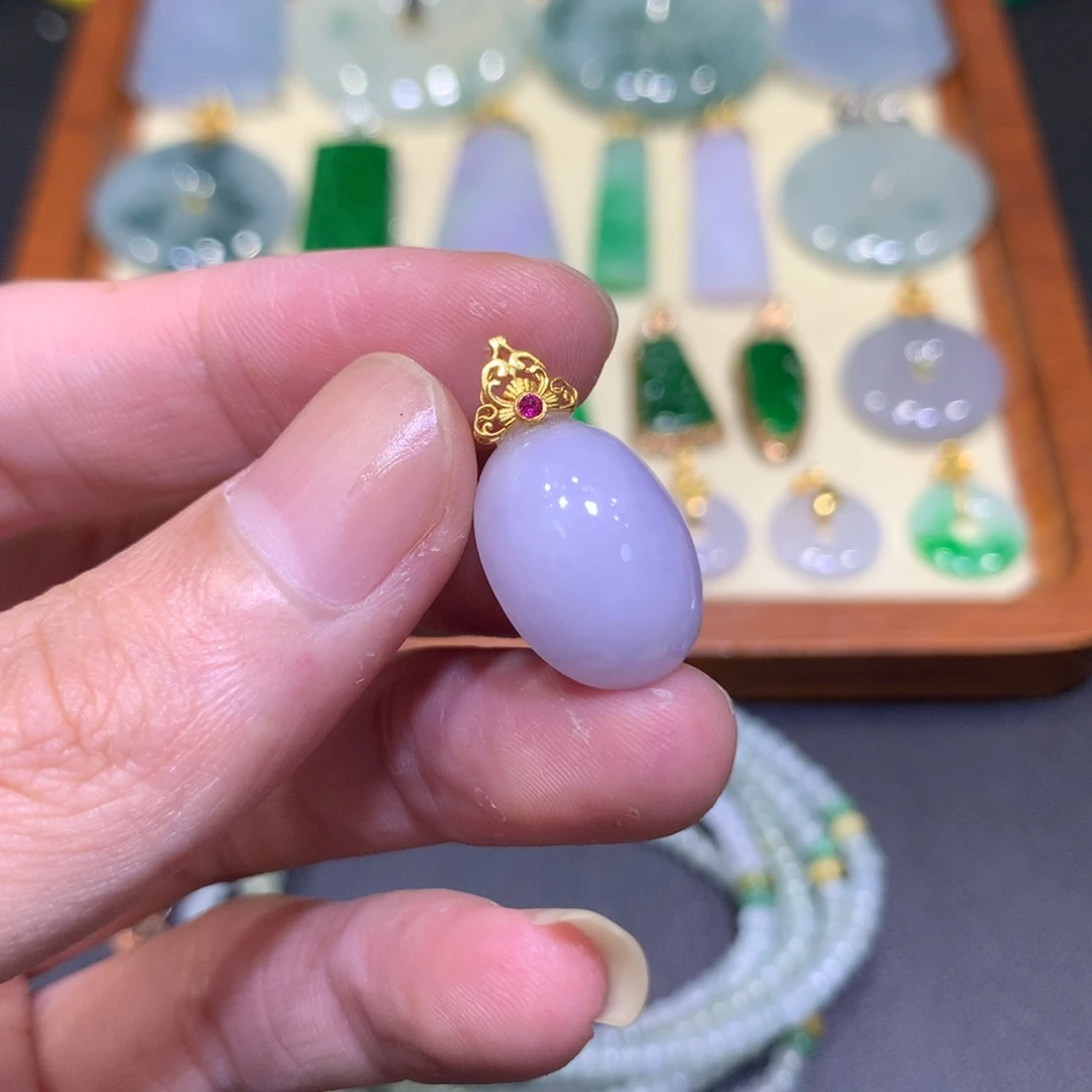 翡翠18K金镶嵌吊坠(不含链)