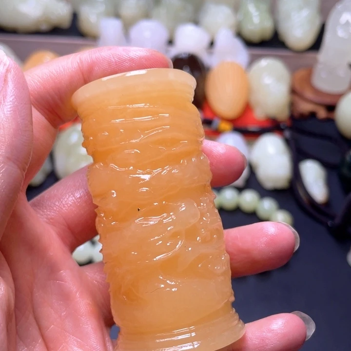 石材方解石手把件