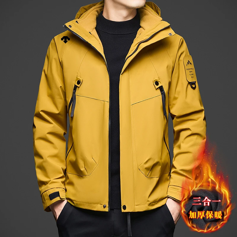 【奥莱撤柜】迪桑家同款秋冬加绒保暖三合一冲锋衣男士可拆帽子外套