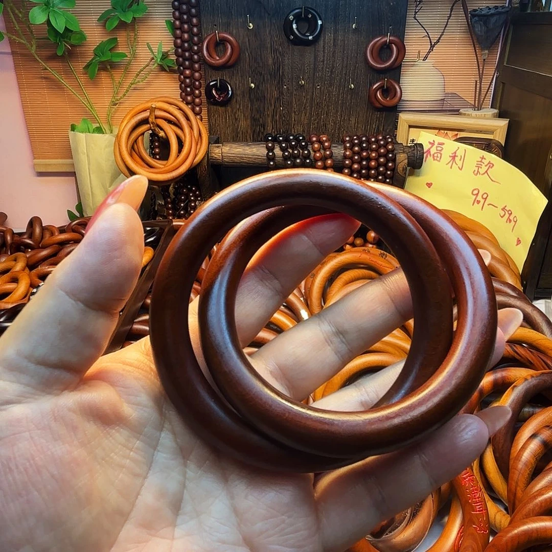 3***8木枣木老料65圈口乾坤圈刻紫薇金光定制款