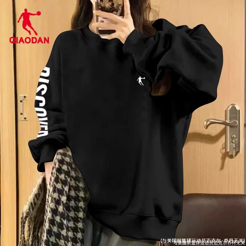 乔丹旗舰卫衣女秋季2025新款正品圆领运动长袖大码宽松外套上衣