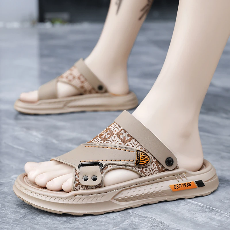 夏天男士凉鞋2025新款透气防滑耐磨沙滩鞋男开车两穿拖鞋潮流软底