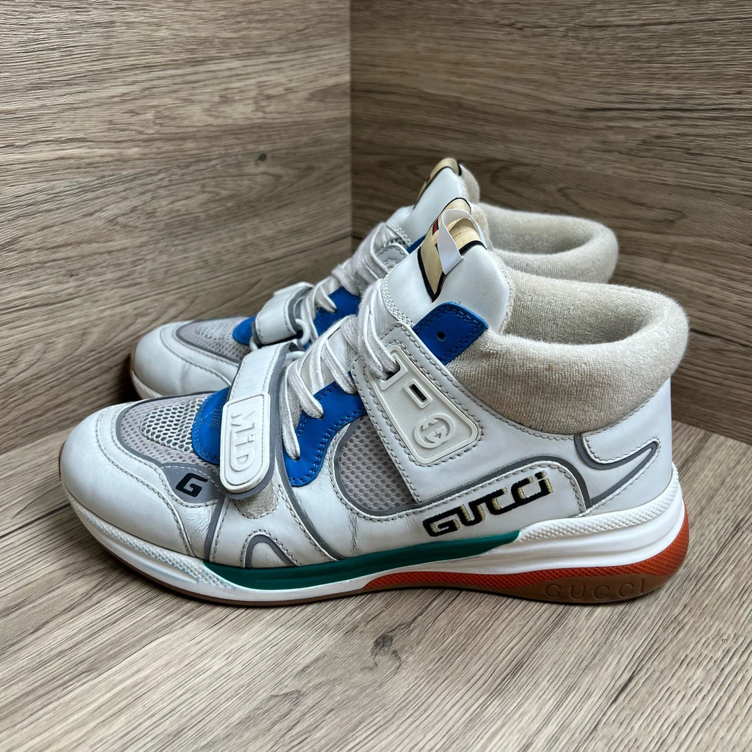 90新 GUCCI/古驰 Ultrapace 白蓝做旧板鞋 42码