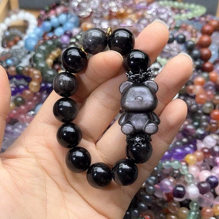 紫晶手绳银S925镶嵌加两颗珠子