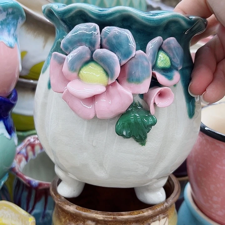 多肉绿植陶瓷花盆9.9包邮，有孔