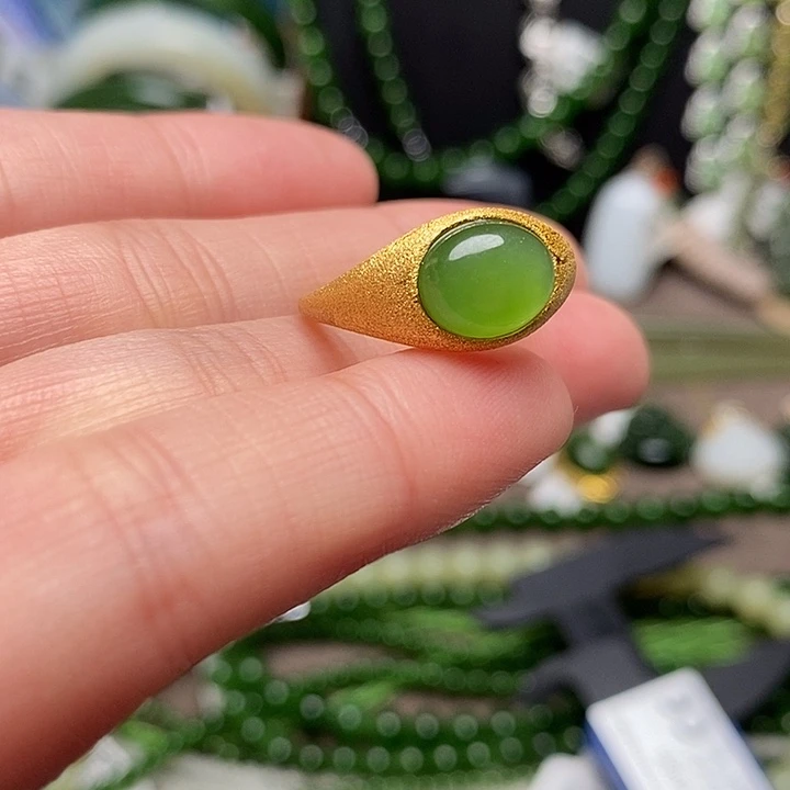 和田玉银S925镶嵌戒指