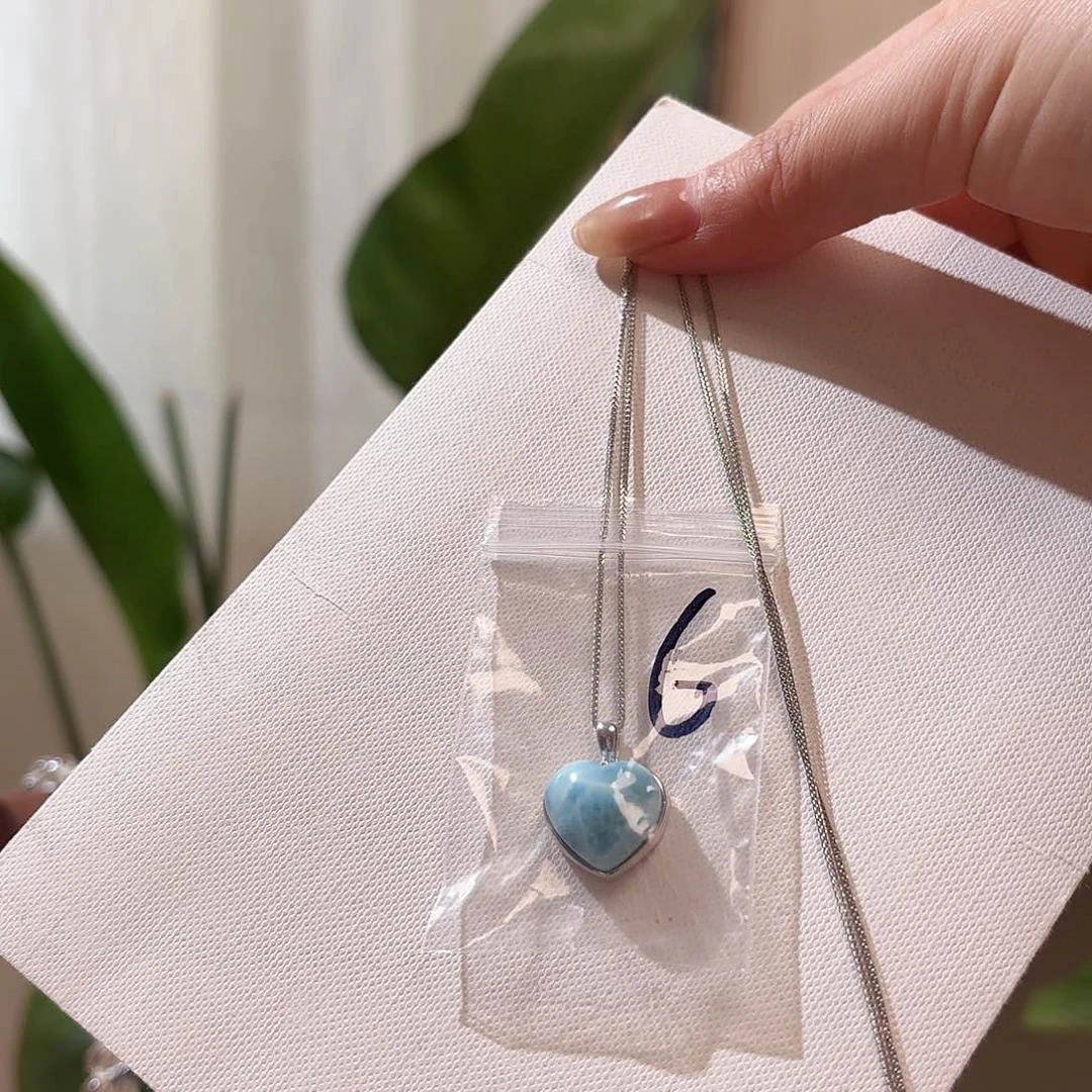 针钠钙石（海纹石）银S925镶嵌颈饰小**?6