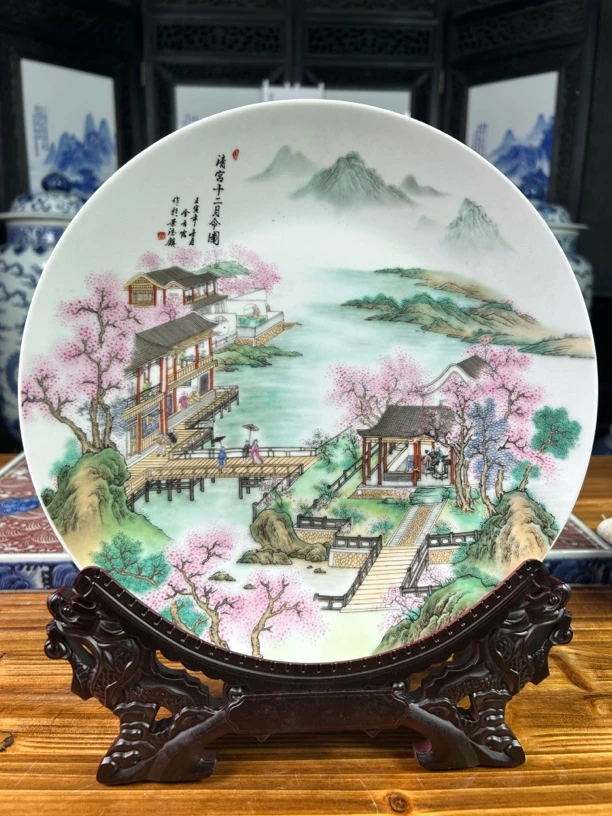 景德镇陶瓷摆盘清宫十二月令图