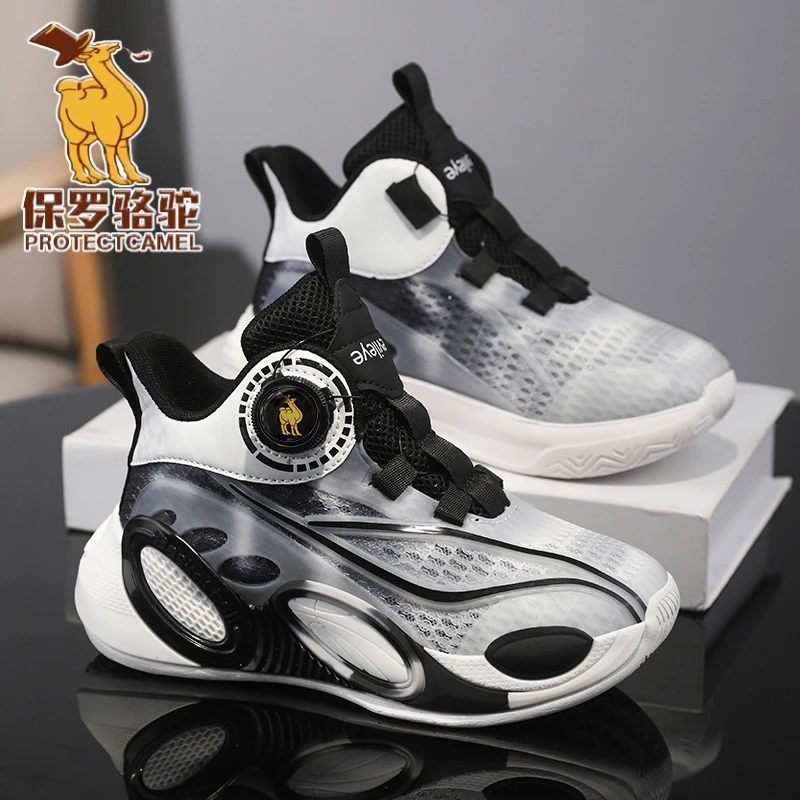 保罗骆驼儿童运动鞋秋季2025新款旋钮扣学生减震跑步鞋青少年球鞋