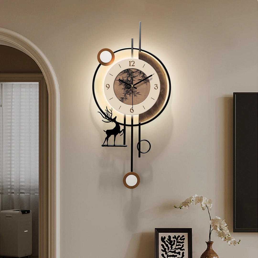 2025新款中古风挂钟客厅时尚钟表高级感装饰挂表创意艺术静音时钟