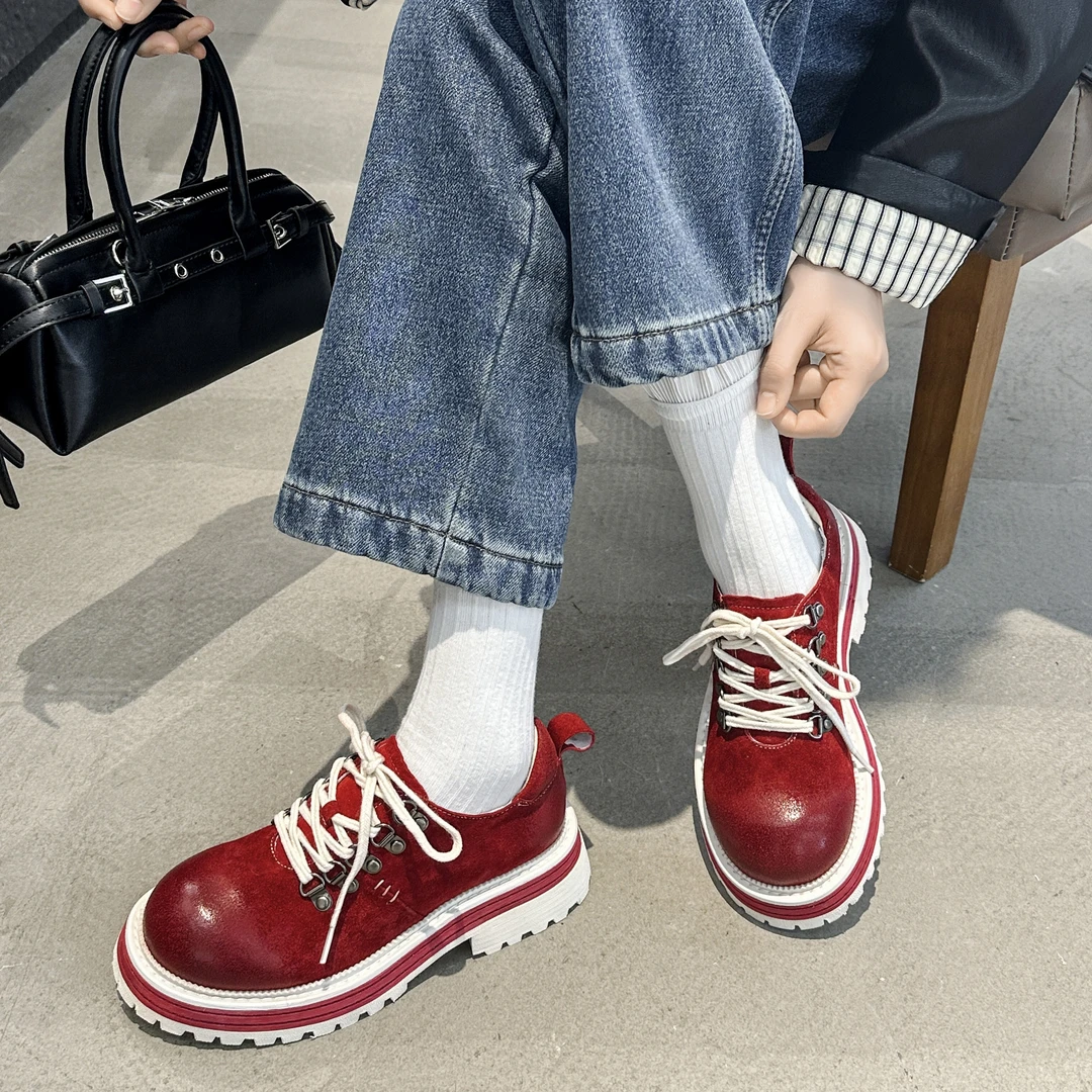 XTT原创设计鞋履丨低帮马皮复古休闲工装厚底大头德比鞋