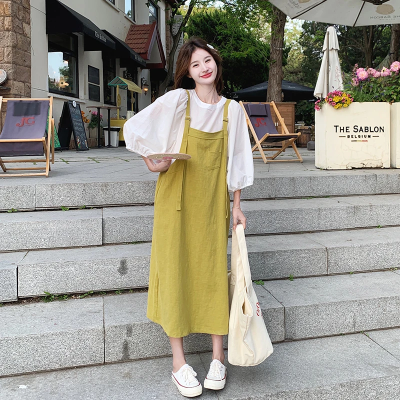 学院风减龄休闲背带裙套装2025夏季新款减龄少女感洋气穿搭两件套