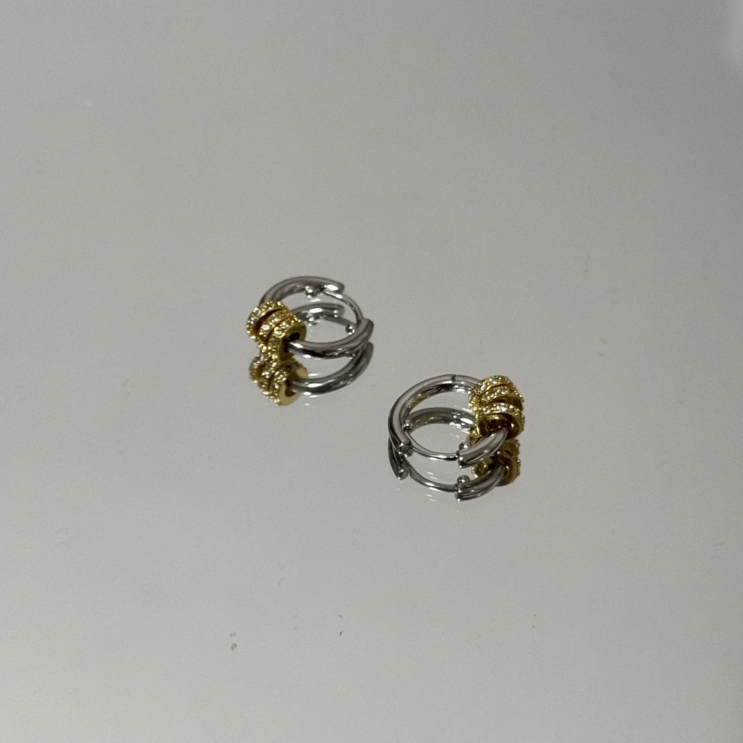 铜合金耳饰 金银双拼耳扣