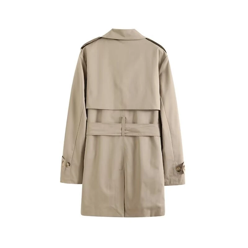 风衣中长款简约时尚新款ZA秋季休闲百搭翻领配腰带2024PB&女装