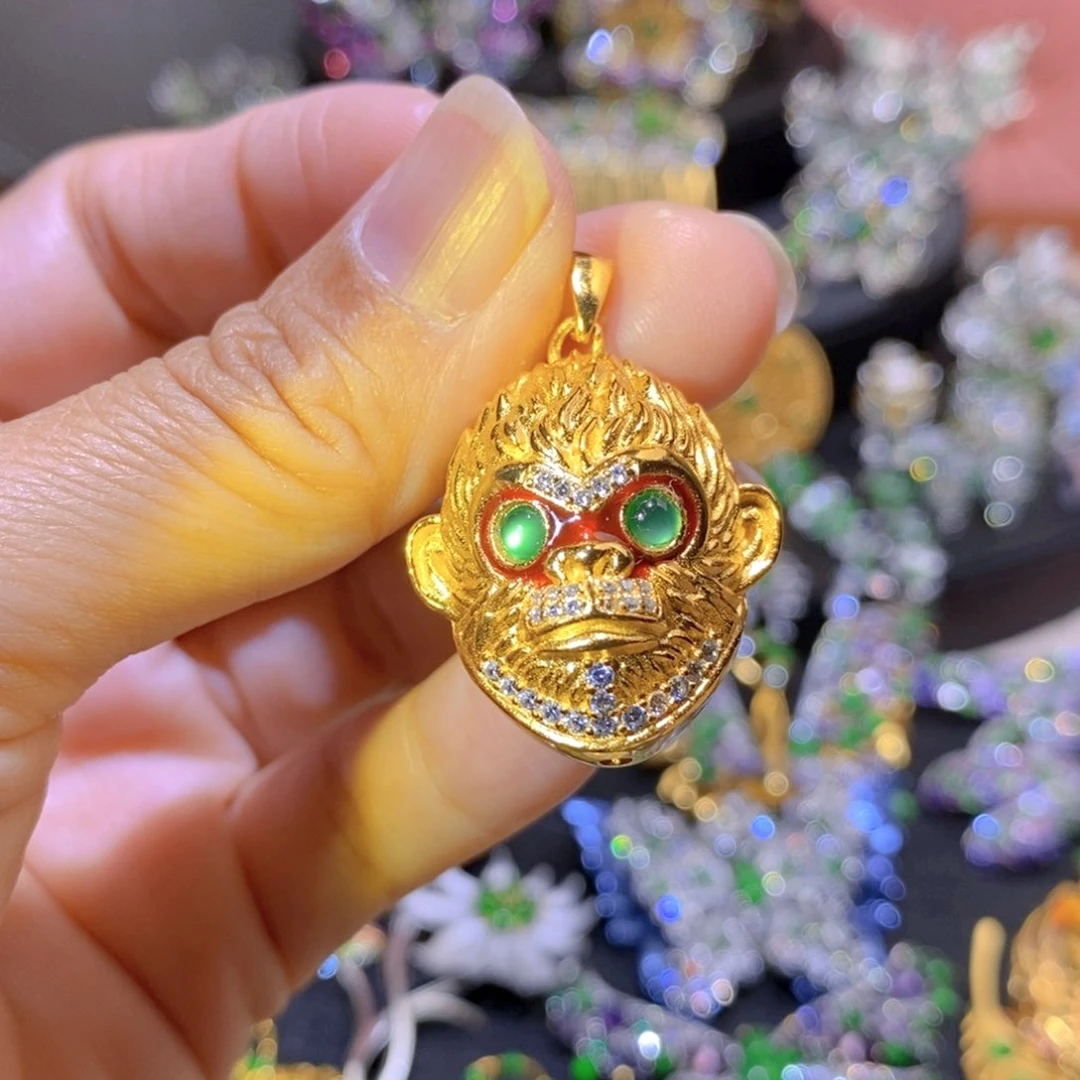 吊坠(不含链)银S925镶嵌翡翠