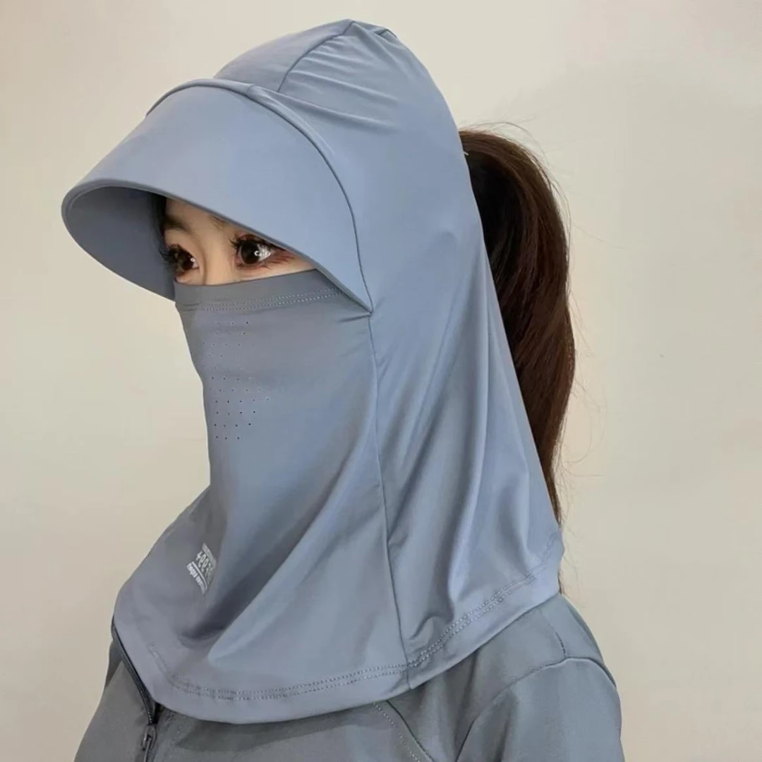 包邮阿媛品质透气女干薄款帽速全护颈防晒太阳帽包裹面罩三合一户