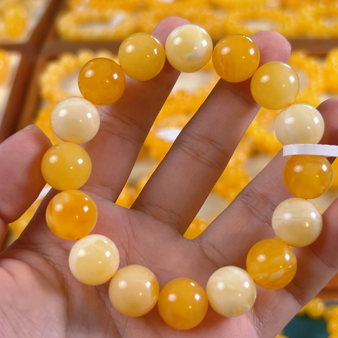 手链琥珀未镶嵌23.79g焦皮多宝13mm