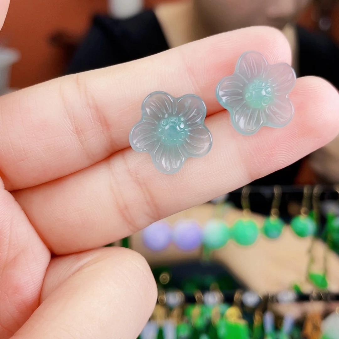 翡翠银S925镶嵌耳饰饰品