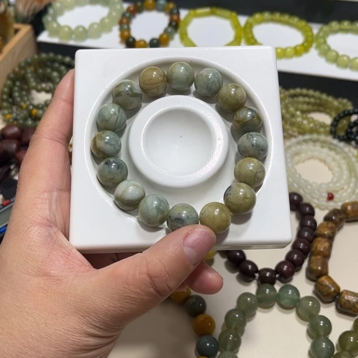 蛇纹石玉未镶嵌手链卡14