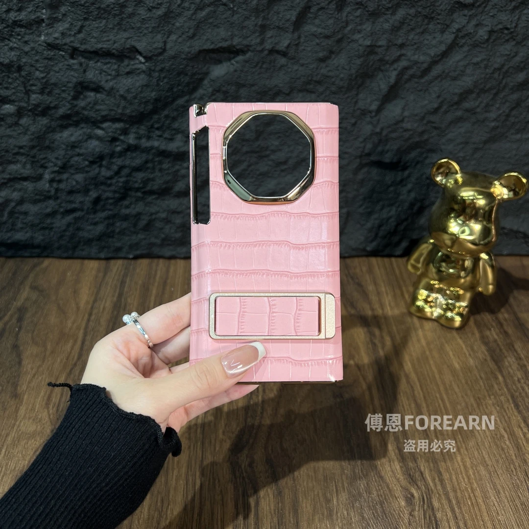 适用于华为Mate XT手机壳双中轴真皮三折叠屏matext保护腕带支架