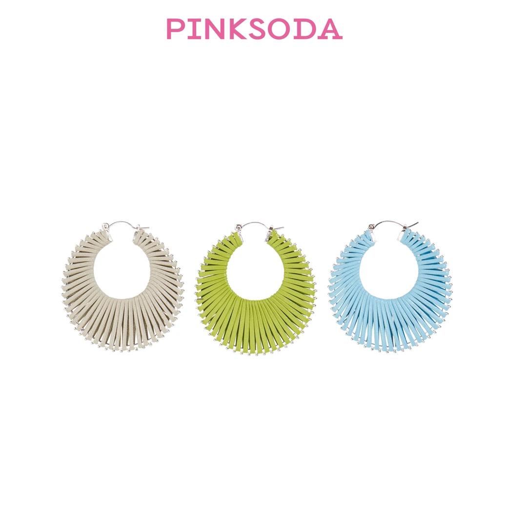 合金皮质耳饰 撞色手工编织耳环 夸张时髦个性百搭气质款