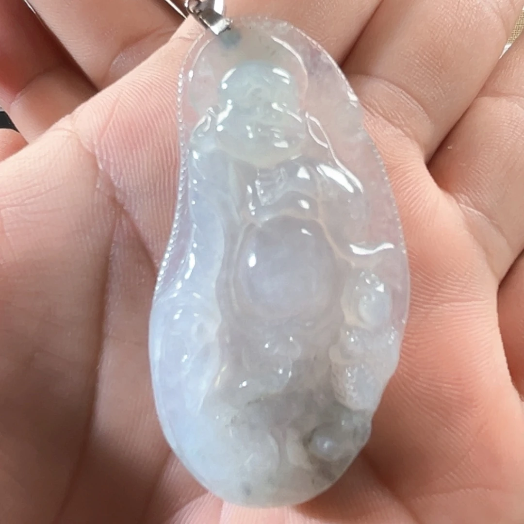 翡翠未镶嵌颈饰布袋佛