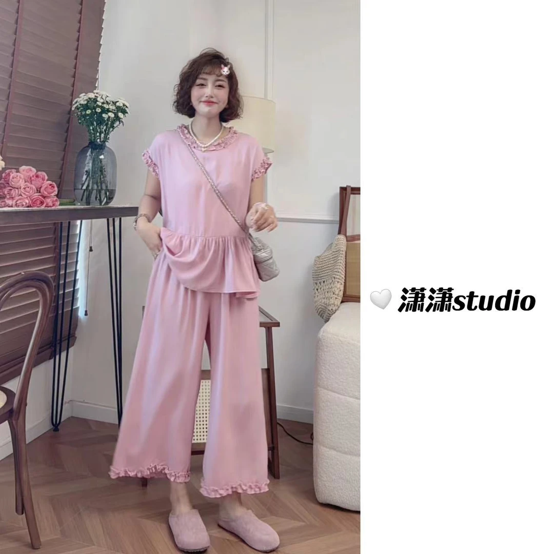 【超凉快套装】【100斜纹人棉】潇潇自制超舒服上衣➕裤子套装XY0061