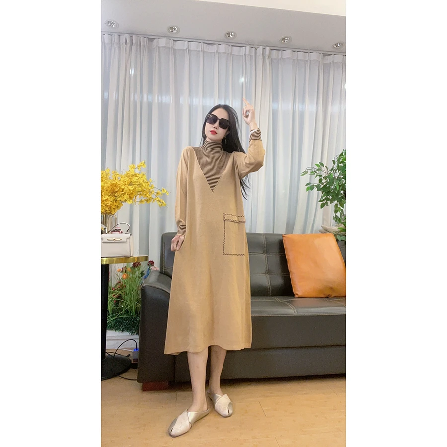 4570 秋冬新款大码女装连衣裙气质长袖连衣裙