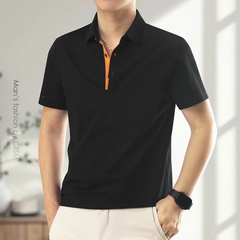 哈逊梅奈欧货夏季品质短袖T恤翻领时尚男士商务休闲潮流半袖体恤