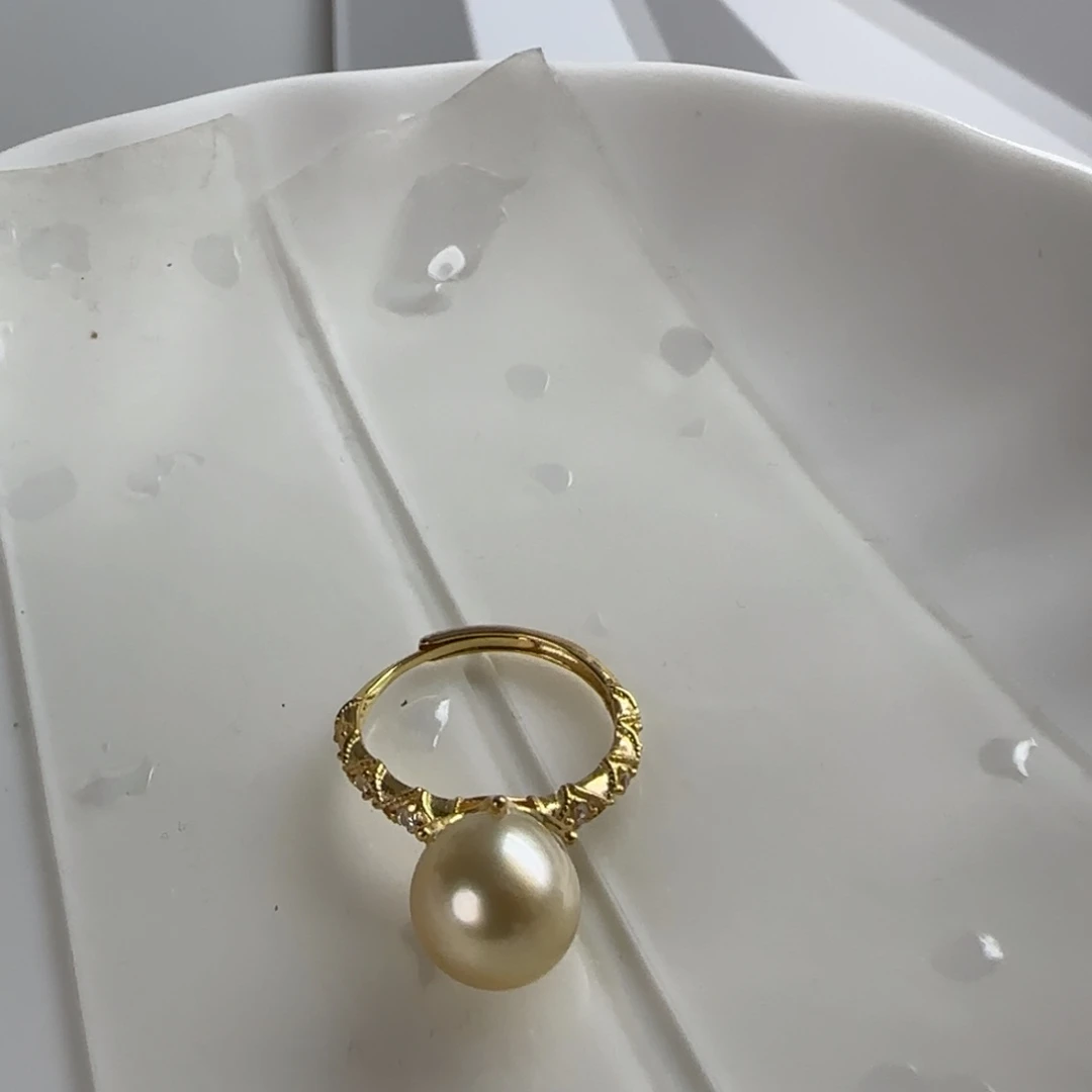 海水珍珠戒圈银S925镶嵌