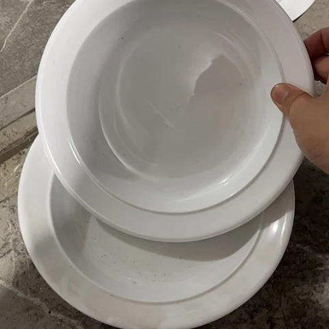 陶瓷8寸手工高岭土深盘两个