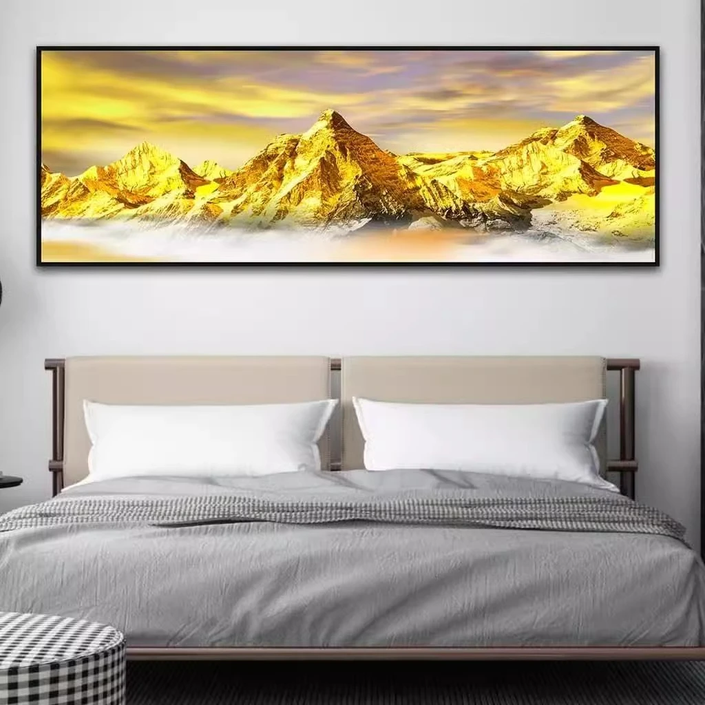 背靠金山床头画静心如意招财挂画主卧室房间客厅自粘贴新年装饰画