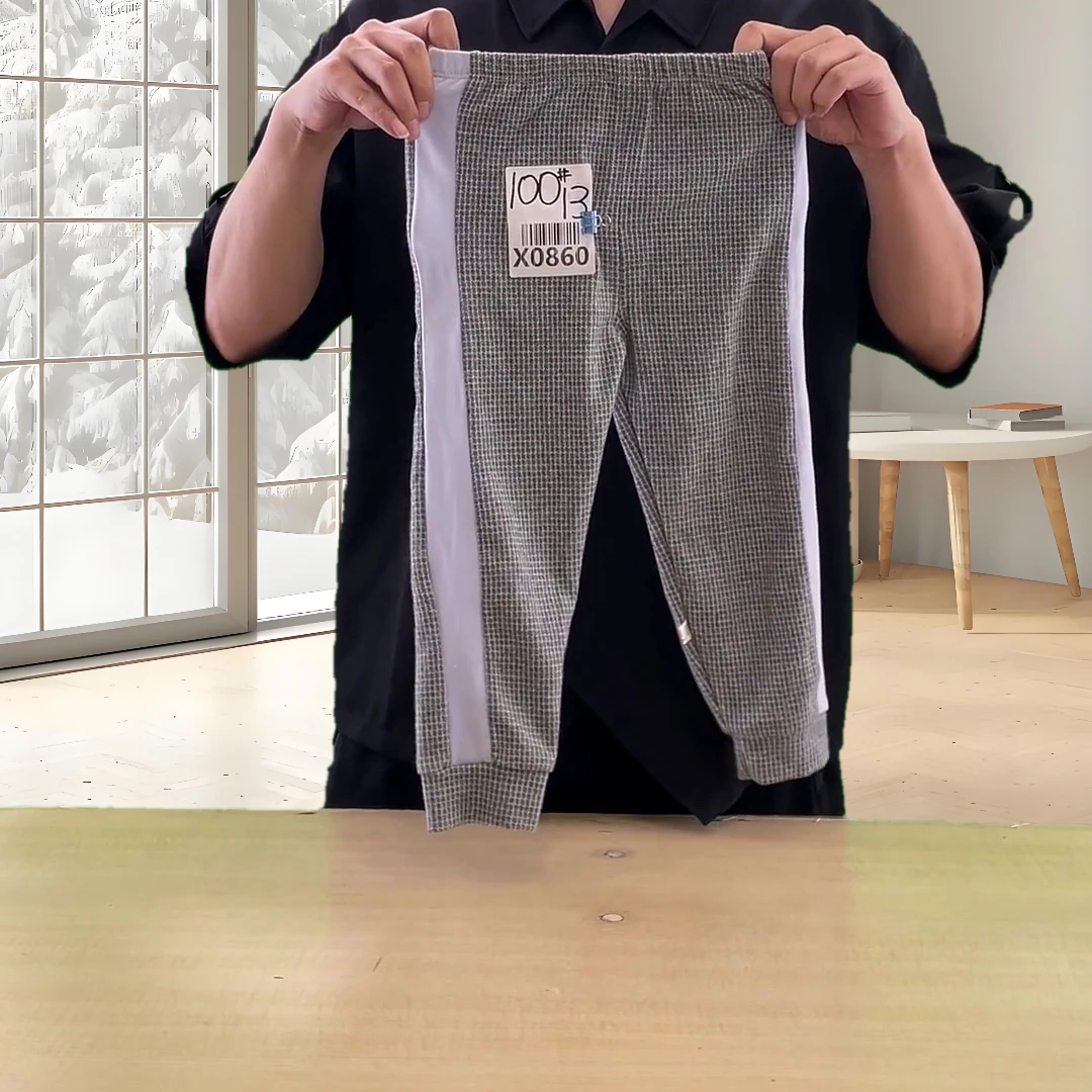 X0860A灰色方格运动裤男女童清仓