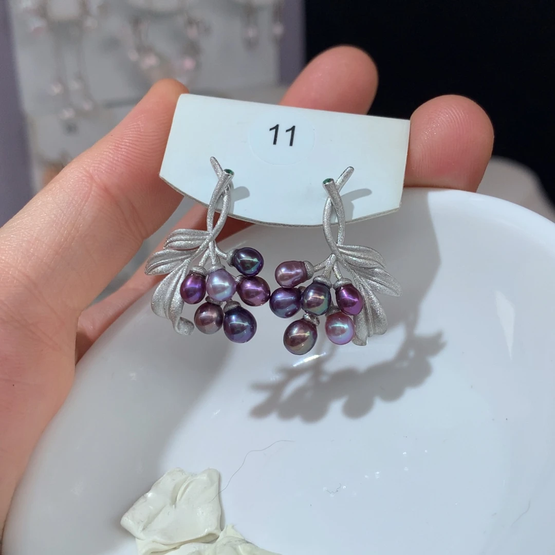 *****银S925镶嵌淡水珍珠多株耳饰