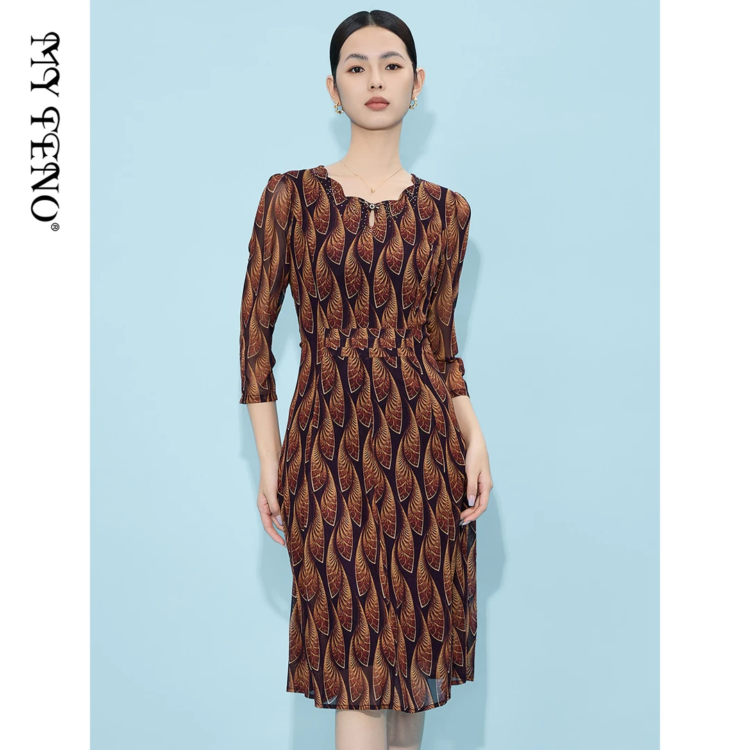 【小熊专属】马天奴显瘦裙子碎花气质时尚印花连衣裙VHS018DRX0