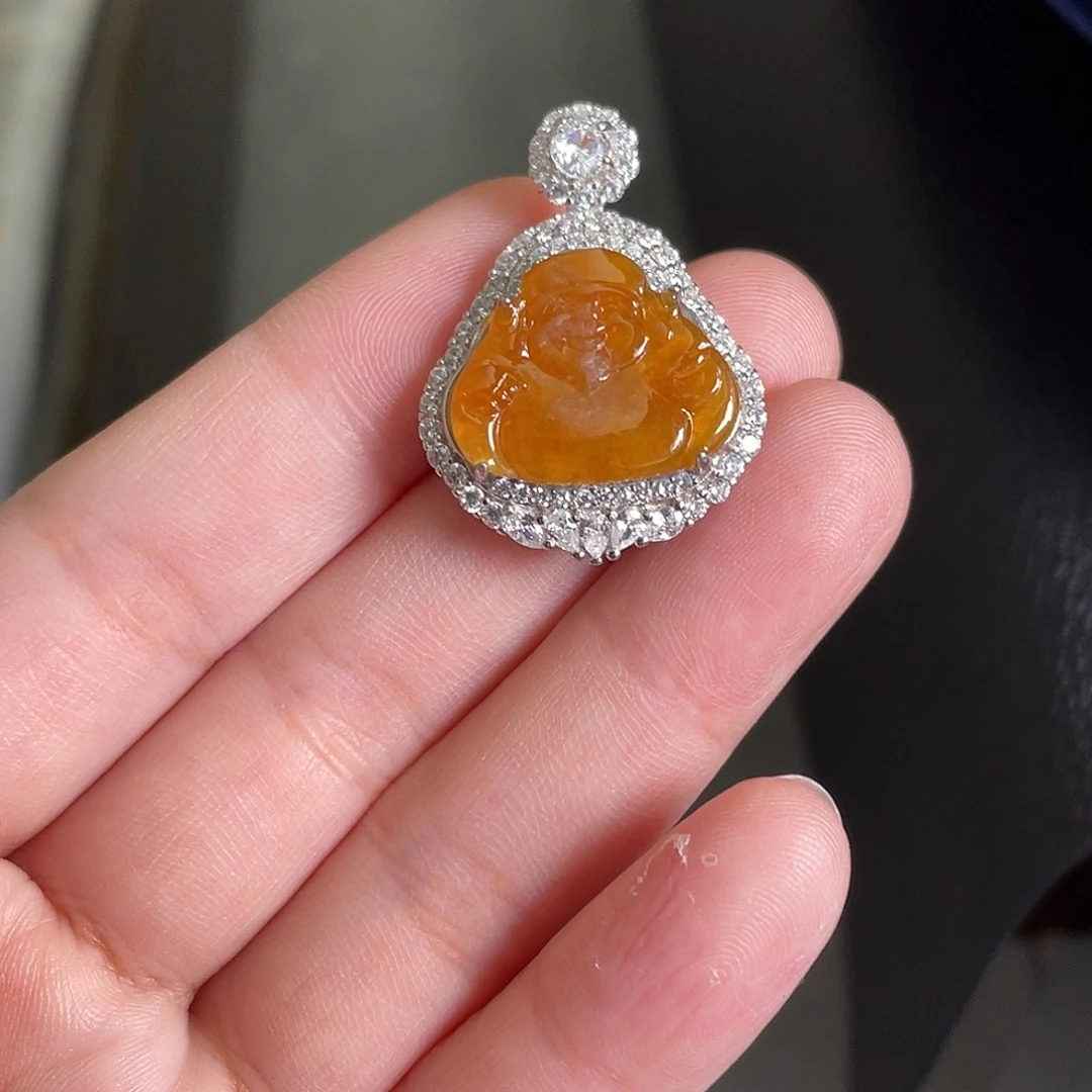 翡翠银S925镶嵌吊坠(不含链)